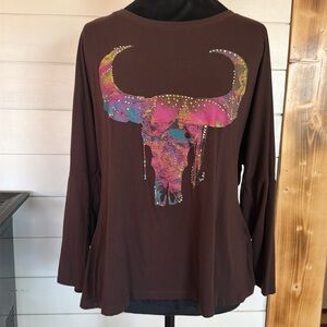 Like New Pink Rhinestone Skull Top